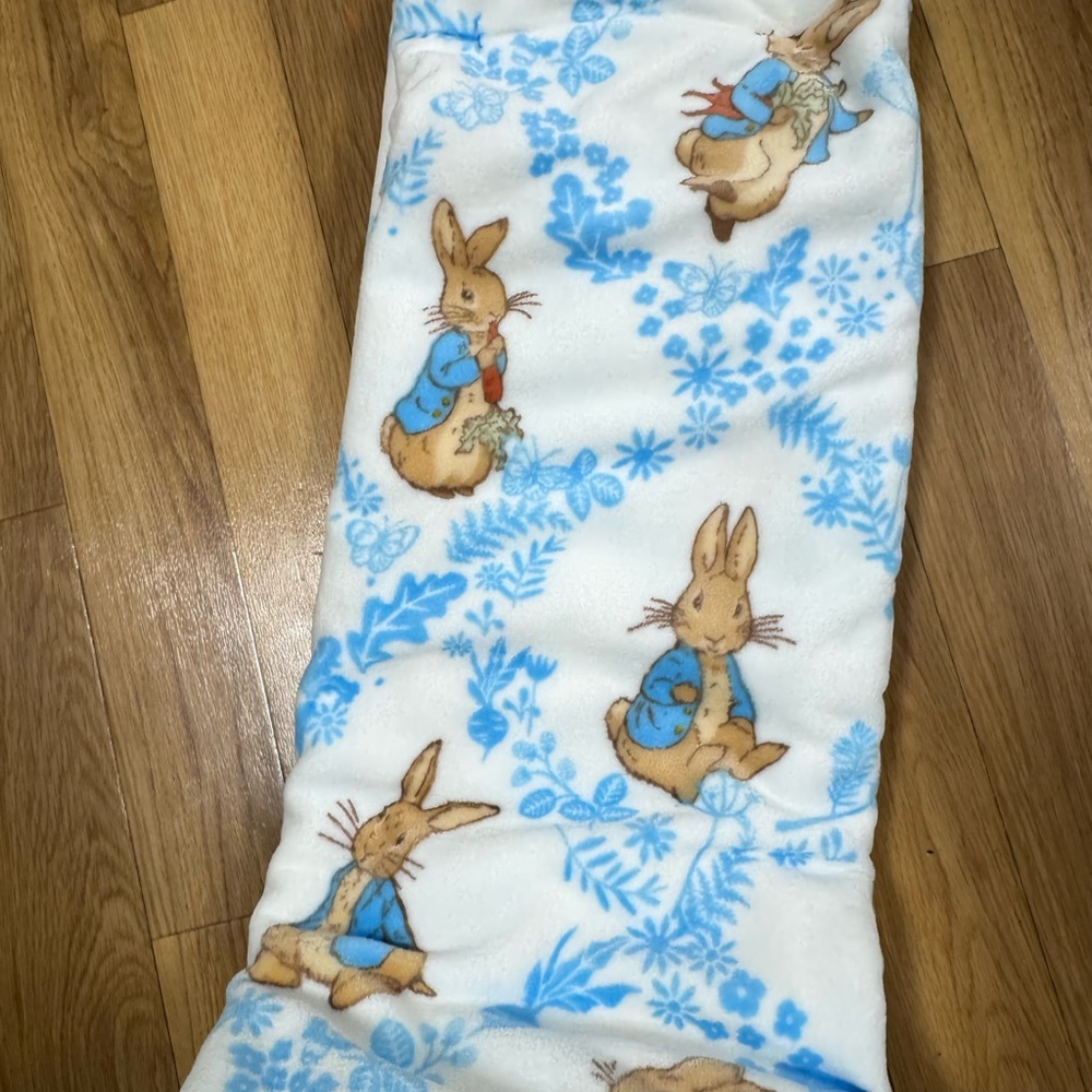 Easter White and Blue Bunny Blanket 60x70